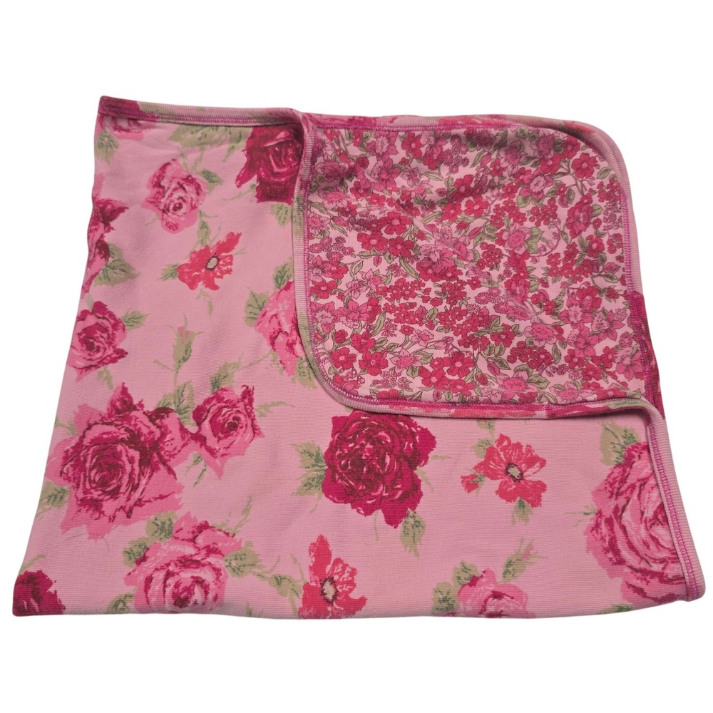 Baby Lulu Los Angeles Baby Blanket Pink Floral Roses Cotton 2-ply China Rose